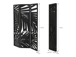 Discount ML-DESIGN Biombo divisorio de 3 paneles modelo Sapporo de madera negra 170 x 121 cm, separador de ambientes plegable japonés, pantalla de privacidad Negro