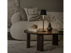 ML-Design Lámpara de mesa LED negra táctil inalámbrica ø10x36cm luz blanca cálida regulable, recargable USB-C, para mesita, escritorio o estudio Negro