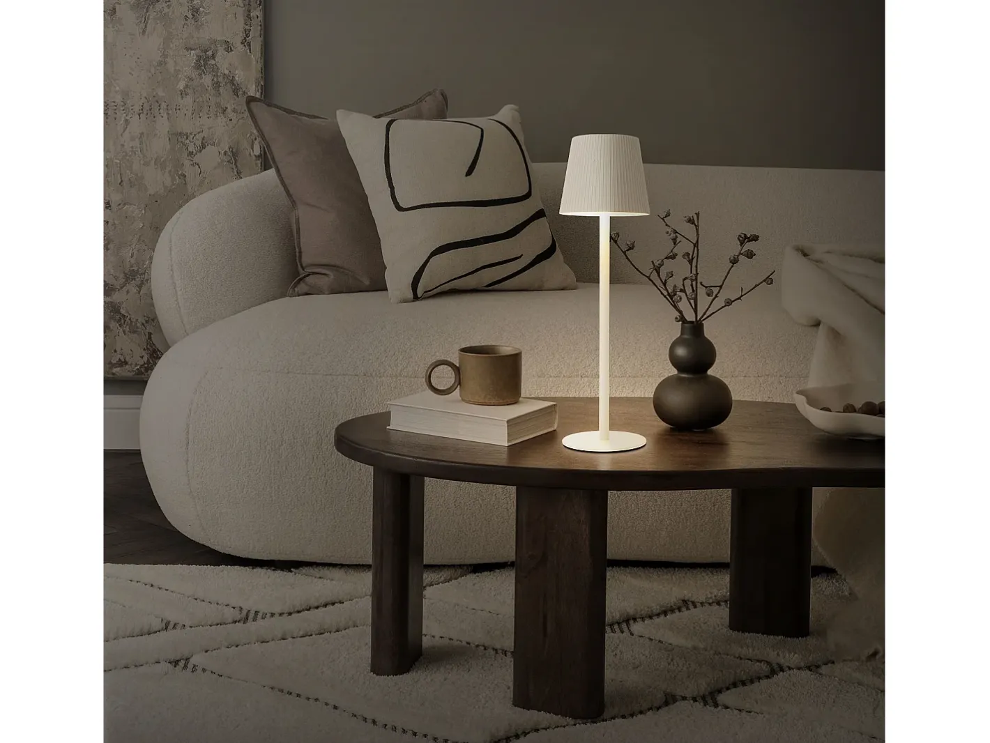 Lámpara De Mesa-ML-Design Lámpara de mesa LED blanca táctil inalámbrica ø10x36cm luz blanca cálida regulable, recargable USB-C, para mesita, escritorio o estudio Blanco