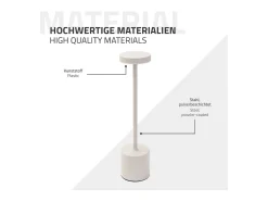 Hot ML-DESIGN Lámpara de mesa LED táctil inalámbrica Ø8x34,5cm foco de luz blanca regulable, recargable con USB-C para mesita, escritorio o estudio Crema