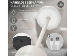 Hot ML-DESIGN Lámpara de mesa LED táctil inalámbrica Ø8x34,5cm foco de luz blanca regulable, recargable con USB-C para mesita, escritorio o estudio Crema