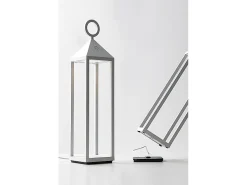 Iluminación Exterior-Moderna linterna LED Pic Nic 2,2W IP54 recargable y regulable h. 67 cm antracita Gris antracita