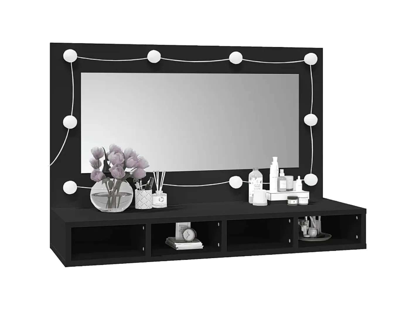 Mueble con espejo y LED 90x31,5x62 cm ES831436 Negro Clearance