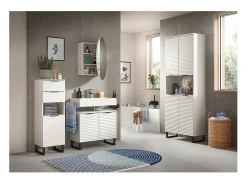 Best ebuy24 Mueble espejo baño Riff Ø70cm 1 puerta . Blanco