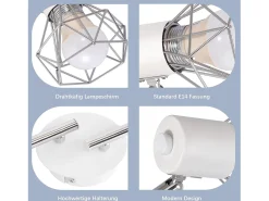 NETTLIFE 4 Focos de Techo Industriales Retro Vintage E14 Giratorios 350° Metal Brillante para Interior Salón Dormitorio Infantil Blanco Online
