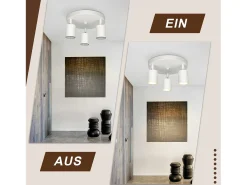 New NETTLIFE 3 Focos de techo pasillo salón redondo GU10 en metal diseño orientable para dormitorio cocina Blanco