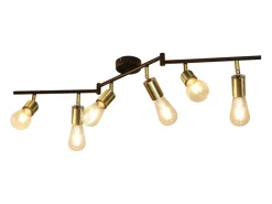 Outlet NETTLIFE 6 Focos de Techo Lámpara de Techo E27 Retro Vintage Dorado Giratorio Metal para Dormitorio Máx. 25W (Bombillas no incluidas) Negro