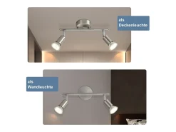 NETTLIFE Plafón-2 focos de techo de pasillo modernos GU10 orientables 330° en acero inoxidable para salón dormitorio (sin bombilla) Plateado