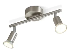 NETTLIFE Plafón-2 focos de techo de pasillo modernos GU10 orientables 330° en acero inoxidable para salón dormitorio (sin bombilla) Plateado