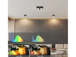 Online NETTLIFE 2 Focos de Techo de Superficie s con Luz Moderna Regulable en Blanco Cálido 2x5W GX53 Cuadrado Plano para Cocina Salón Comedor Negro