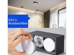 Online NETTLIFE 2 Focos de Techo de Superficie s con Luz Moderna Regulable en Blanco Cálido 2x5W GX53 Cuadrado Plano para Cocina Salón Comedor Negro