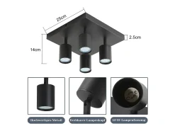 NETTLIFE 4 Focos de Techo LED s GU10 Orientables 330°, Moderno Industrial de Pared para Salón Dormitorio Cocina sin Bombilla Negro Outlet