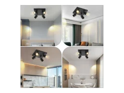NETTLIFE 4 Focos de Techo LED s GU10 Orientables 330°, Moderno Industrial de Pared para Salón Dormitorio Cocina sin Bombilla Negro Outlet