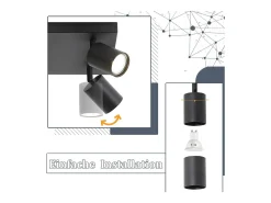 NETTLIFE 4 Focos de Techo LED s GU10 Orientables 330°, Moderno Industrial de Pared para Salón Dormitorio Cocina sin Bombilla Negro Outlet