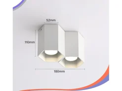 NETTLIFE Plafón-2 focos de techo Foco de superficie Foco de techo GU10 Foco de superficie Luminaria de superficie moderna Luminaria de superficie para Blanco