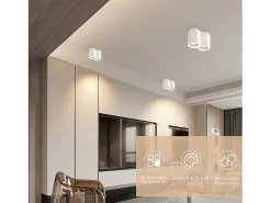 NETTLIFE Plafón-2 focos de techo Foco de superficie Foco de techo GU10 Foco de superficie Luminaria de superficie moderna Luminaria de superficie para Blanco