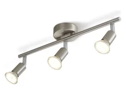 Sale NETTLIFE 3 Focos de Techo de Modernos GU10 Lámpara Giratoria de Acero Inoxidable Giratoria de 330° para Salón Dormitorio (Sin Bombilla) Plateado