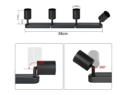 Clearance NETTLIFE 4 Focos GU10 Max.25w Luz de Techo LED Negra Foco para Sala de Estar Ajustable 350° para Dormitorio Cocina Mesa de Negro