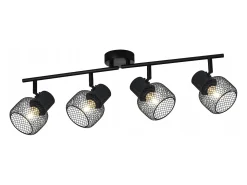 NETTLIFE Plafón-4 Focos Max.25W Techo de Metal 4 Bombillas Giratorias 330° LED E27 Interior para Comedor Cocina Dormitorio Infantil Negro