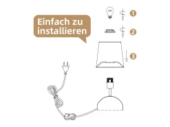 NETTLIFE Lámpara De Mesa-- Juego de 2 lámparas de noche con cable, luz de noche de tela blanca, diseño moderno para dormitorio Blanco