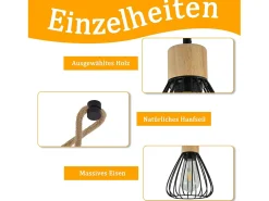 NETTLIFE Lámpara Suspendida-Lámpara colgante para mesa de comedor, lámpara colgante vintage negra para sala de estar, lámpara colgante de 5 llamas, estilo retro, E27 Negro