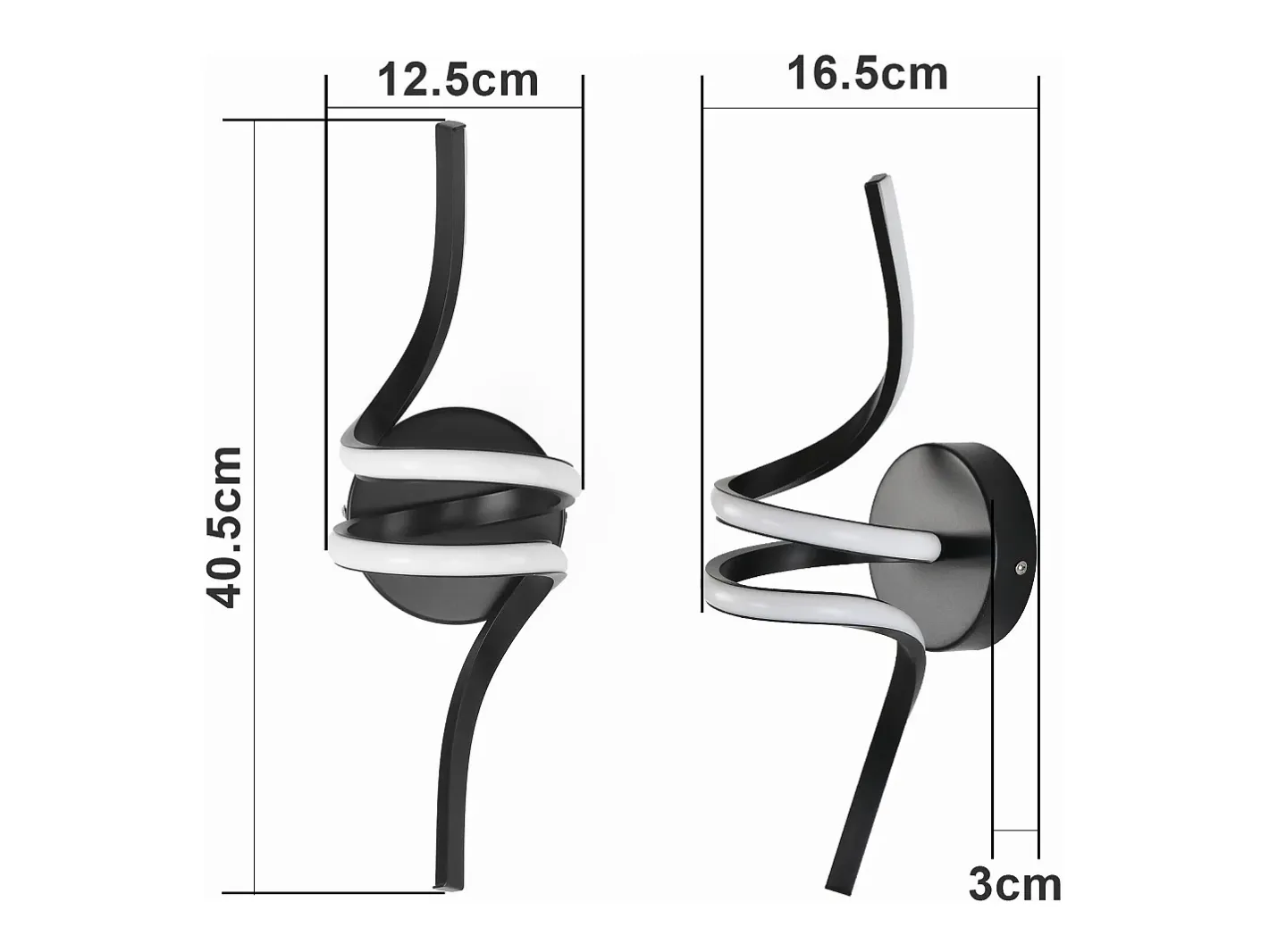 NETTLIFE Aplique Para Pared-- Lámpara de pared LED para interiores, moderna, color , 7 W, luz blanca cálida de 3000 K Negro