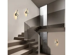 NETTLIFE Aplique Para Pared-- Lámpara de pared LED para interiores, moderna, color , 7 W, luz blanca cálida de 3000 K Negro