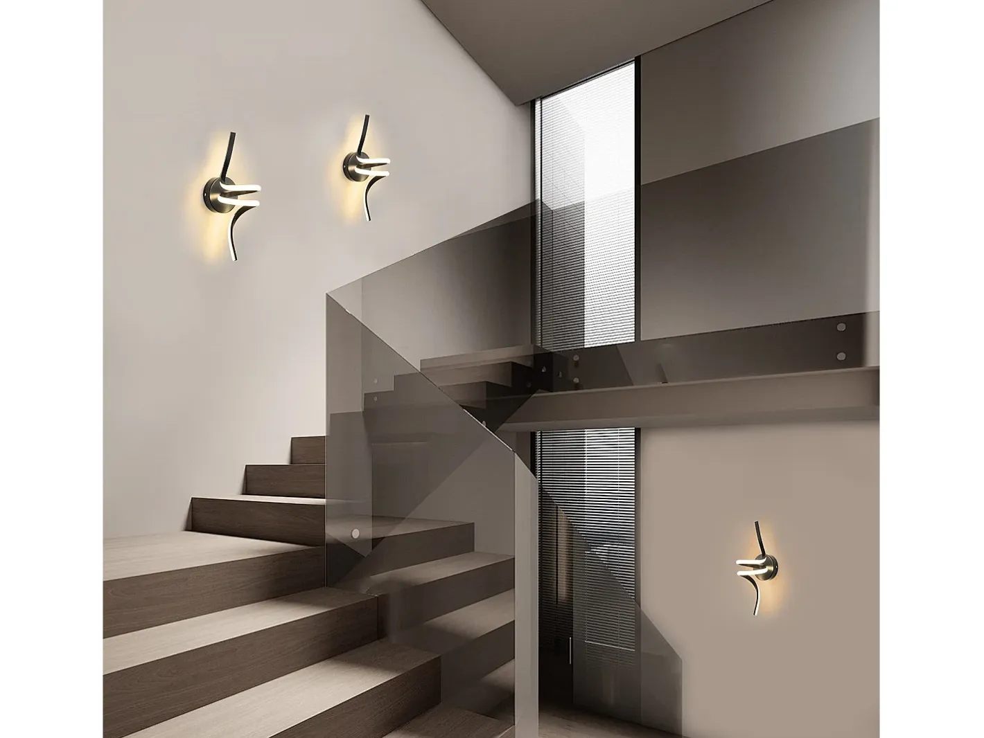 NETTLIFE Aplique Para Pared-- Lámpara de pared LED para interiores, moderna, color , 7 W, luz blanca cálida de 3000 K Negro