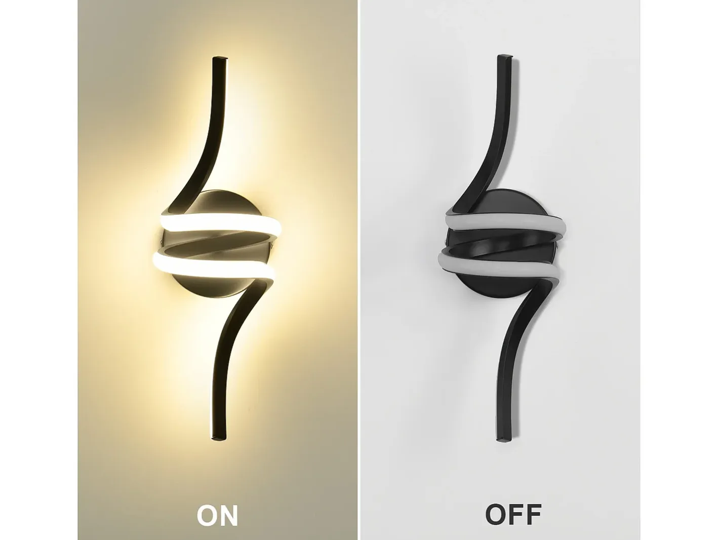 NETTLIFE Aplique Para Pared-- Lámpara de pared LED para interiores, moderna, color , 7 W, luz blanca cálida de 3000 K Negro