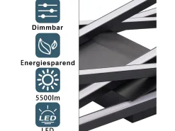 NETTLIFE - Lámpara de techo LED regulable negra de 45 W para salón, oficina y habitación infantil Negro New