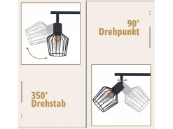 NETTLIFE 3 lámparas de techo E14 - Metal, iluminación industrial giratoria hasta 350°, lámpara de pared para el pasillo y la sala de estar, . Negro Sale