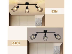 NETTLIFE 3 lámparas de techo E14 - Metal, iluminación industrial giratoria hasta 350°, lámpara de pared para el pasillo y la sala de estar, . Negro Sale