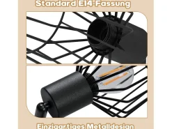 NETTLIFE 3 lámparas de techo E14 - Metal, iluminación industrial giratoria hasta 350°, lámpara de pared para el pasillo y la sala de estar, . Negro Sale