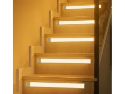 NETTLIFE Aplique Para Pared-- Luz LED para debajo del gabinete con sensor de movimiento, recargable por USB, 1500 mAh, para pasillo y armario Plateado