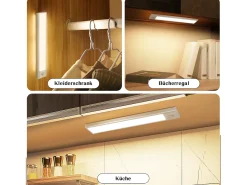 NETTLIFE Aplique Para Pared-- Luz LED para debajo del gabinete con sensor de movimiento, recargable por USB, 1500 mAh, para pasillo y armario Plateado