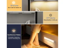 NETTLIFE Aplique Para Pared-- Luz LED para debajo del gabinete con sensor de movimiento, recargable por USB, 1500 mAh, para pasillo y armario Plateado