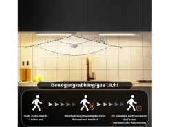 NETTLIFE - Luz LED para debajo del gabinete con sensor de movimiento, recargable por USB, 1500 mAh, para pasillo y armario Plateado Outlet