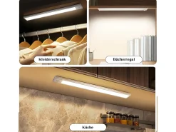 NETTLIFE - Luz LED para debajo del gabinete con sensor de movimiento, recargable por USB, 1500 mAh, para pasillo y armario Plateado Best