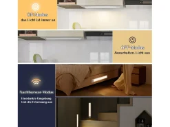 NETTLIFE - Luz LED para debajo del gabinete con sensor de movimiento, recargable por USB, 1500 mAh, para pasillo y armario Plateado Best