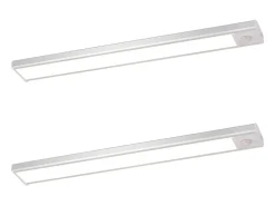 NETTLIFE - Luz LED para debajo del gabinete con sensor de movimiento, recargable por USB, 1500 mAh, para pasillo y armario Plateado Best