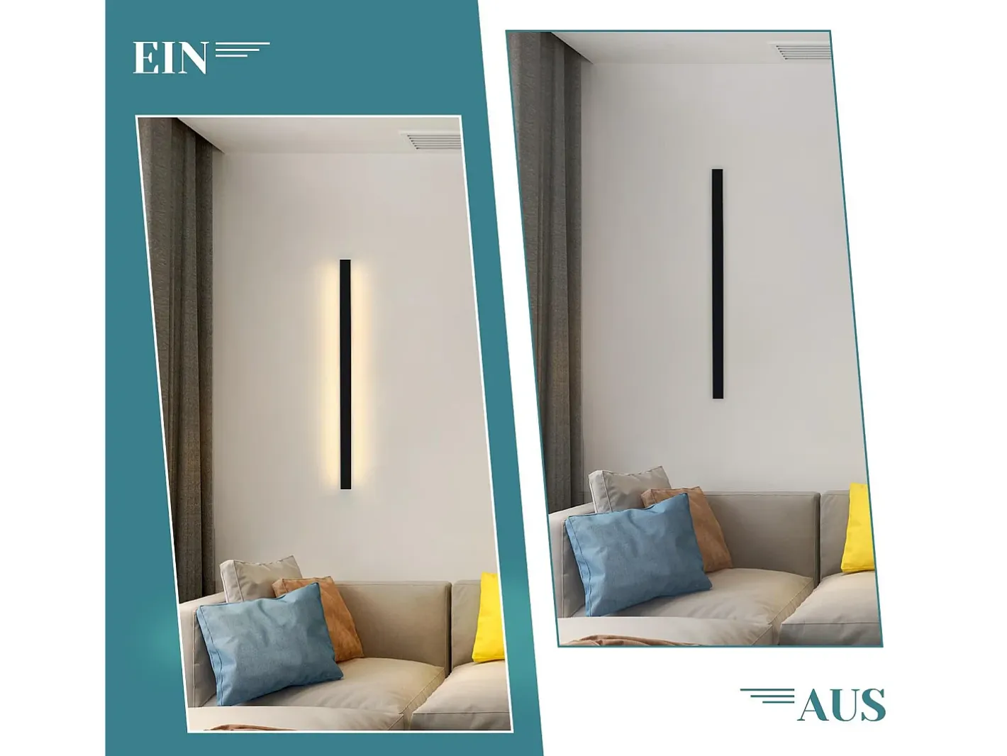 NETTLIFE - Pack de 2 apliques de pared LED modernos para interiores, 60 cm, 21 W, para pasillo, arriba y abajo, color Negro Best