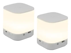 NETTLIFE Lámpara De Mesa-- Pack de 2 lámparas de mesa LED con 3 temperaturas de color, lámpara de noche, batería de 3600 mAh, carga USB Blanco