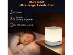 NETTLIFE Lámpara De Mesa-- Pack de 2 lámparas de mesa LED con 3 temperaturas de color, lámpara de noche, batería de 3600 mAh, carga USB Blanco