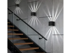New NETTLIFE 2 piezas Lámpara mural LED Interior & Exterior - , Externa IP65 Impermeable, Lámpara mural exterior 3000K Blanco frío Arriba Abajo 10W Negro