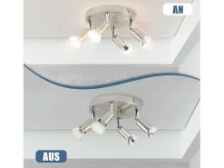 NETTLIFE Plafón-4 puntos LED orientables a 350° GU10 en metal cobre, lámpara moderna para sala, dormitorio, cocina, comedor, pasillo máximo 4x25W Plateado