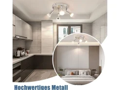 NETTLIFE Plafón-4 puntos LED orientables a 350° GU10 en metal cobre, lámpara moderna para sala, dormitorio, cocina, comedor, pasillo máximo 4x25W Plateado