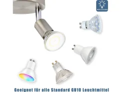NETTLIFE Plafón-4 puntos LED orientables a 350° GU10 en metal cobre, lámpara moderna para sala, dormitorio, cocina, comedor, pasillo máximo 4x25W Plateado