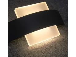 NETTLIFE Aplique Para Pared-. Aplicación LED mural para interiores, salón, pasillo, 23,5 cm, dormitorio, lámpara de cabecera en acrílico, blanco cálido 3000K, 7W. Negro