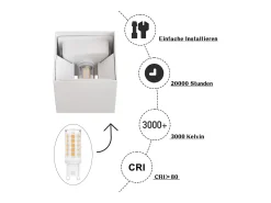 NETTLIFE Aplique Para Pared-Aplicación LED para Muro Int/Ext, Caliente IP65, para Casa, Dormitorio, Pasillo, Escalera Blanco