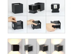 NETTLIFE Aplique Para Pared-Aplicación LED para Muro Externa Negra, Up Down, IP65, 3000K, para Escalera Negro